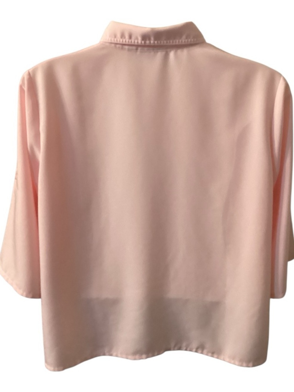 Susan Graver Plus Size Blush Pink Short‑Sleeve Button Down Shirt 2X - Picture 6 of 10